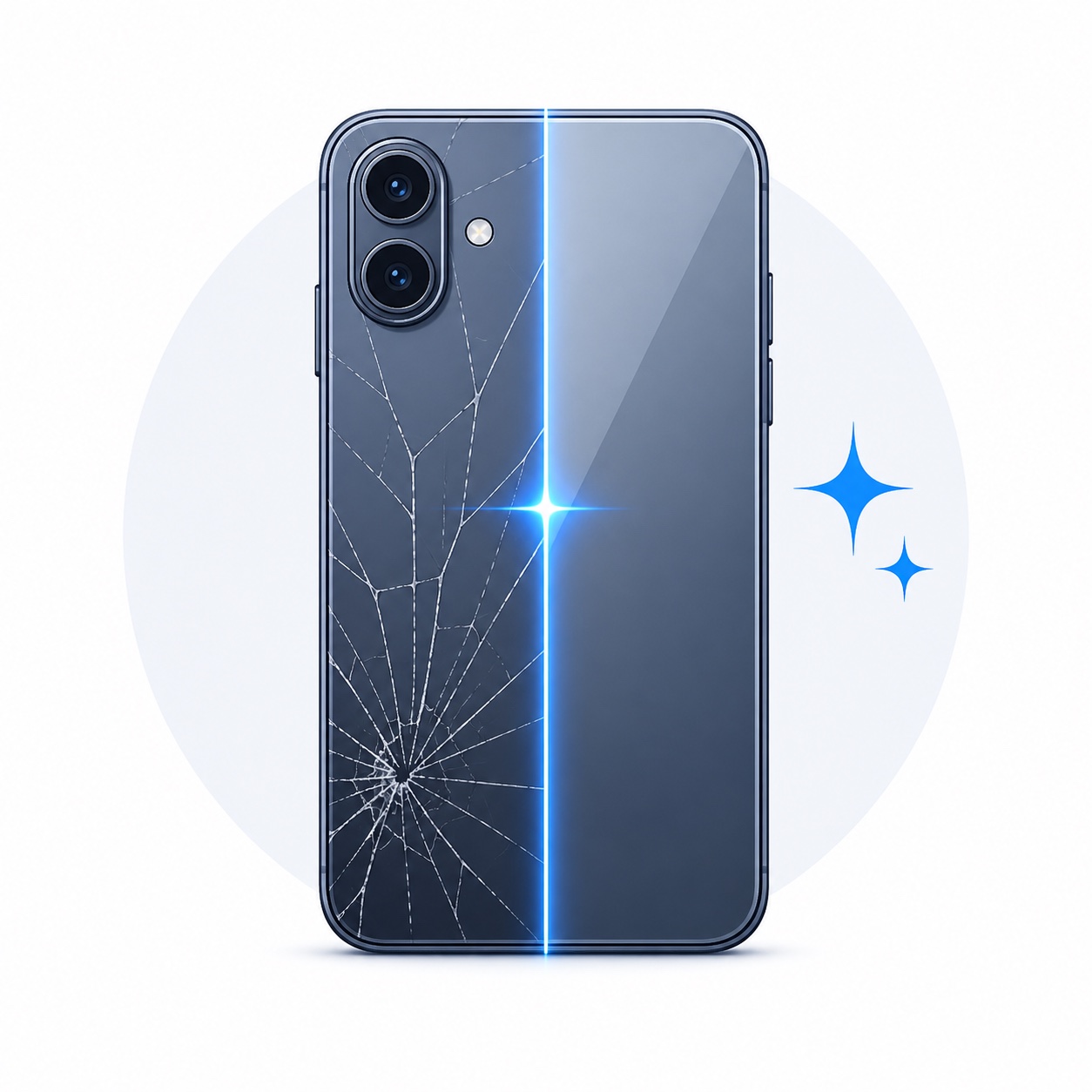 Minimal illustration of phone back glass repair