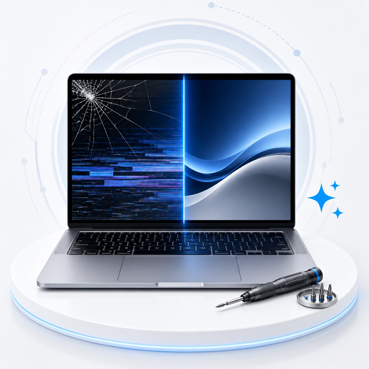 Illustration of laptop and MacBook repair